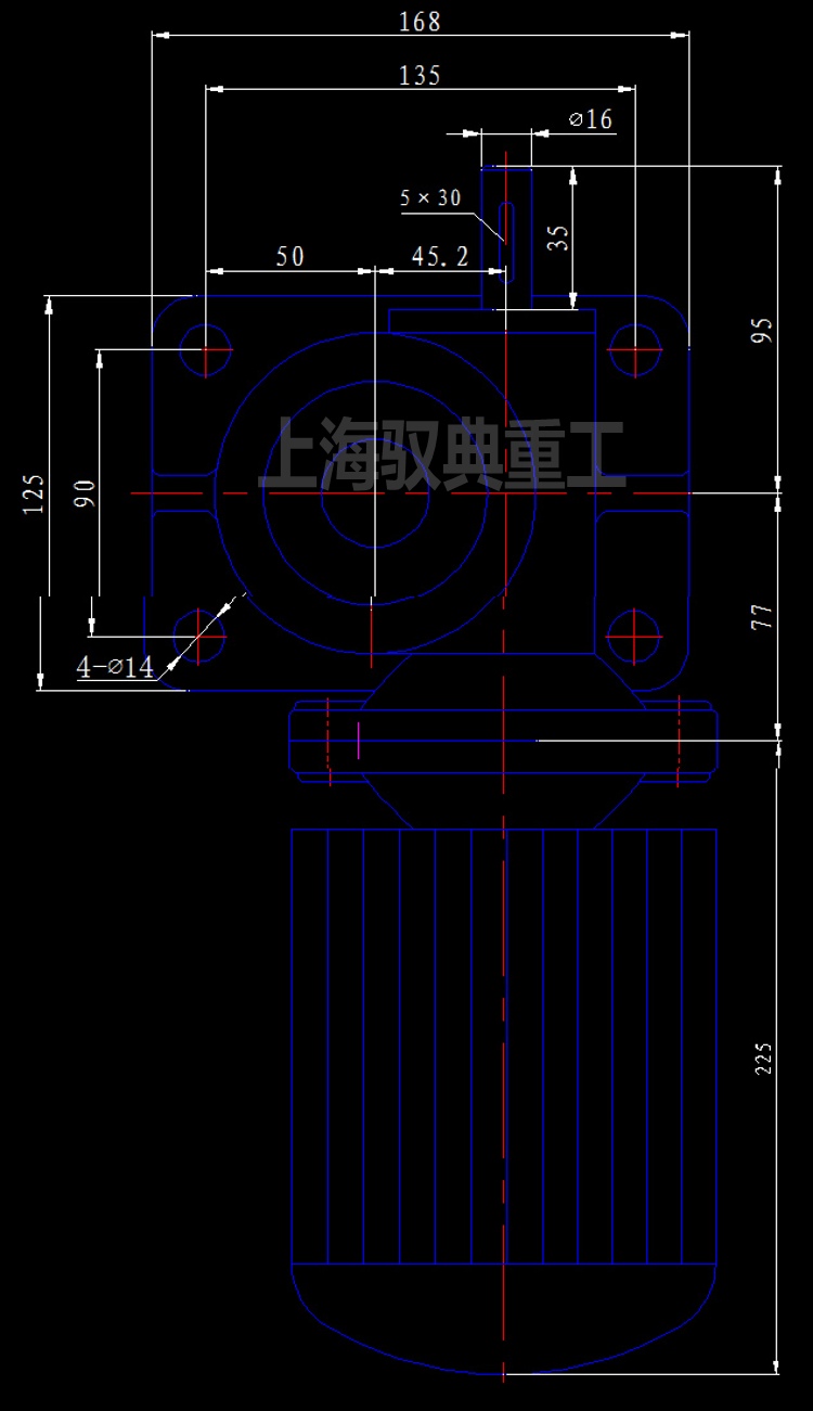絲桿升降機(jī)SWL2.5T-1A-71B5-0.37KW安裝尺寸CAD圖