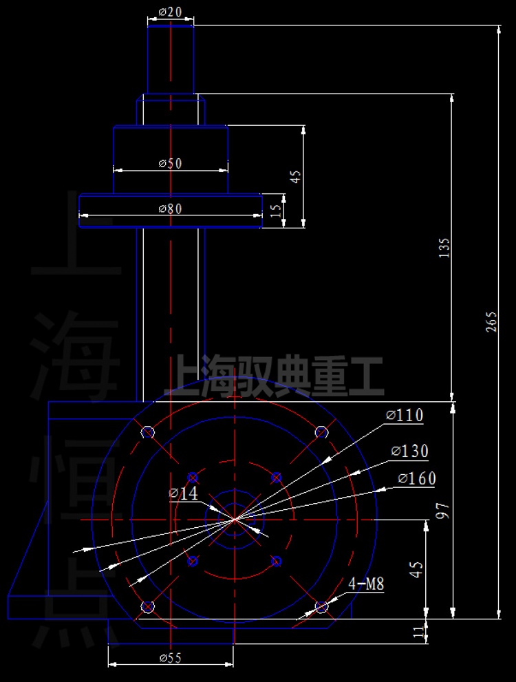 絲桿升降機(jī)SWLD2.5-2A-I螺母升降型安裝尺寸CAD圖紙