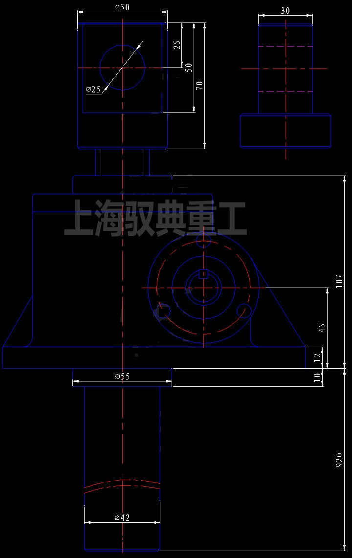 SWL2.5-1A-IV蝸輪絲桿升降機(jī)扁頭型尺寸圖紙